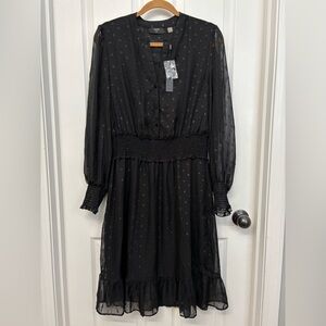 Black Swiss Dot Chiffon Dress | Tahari LG